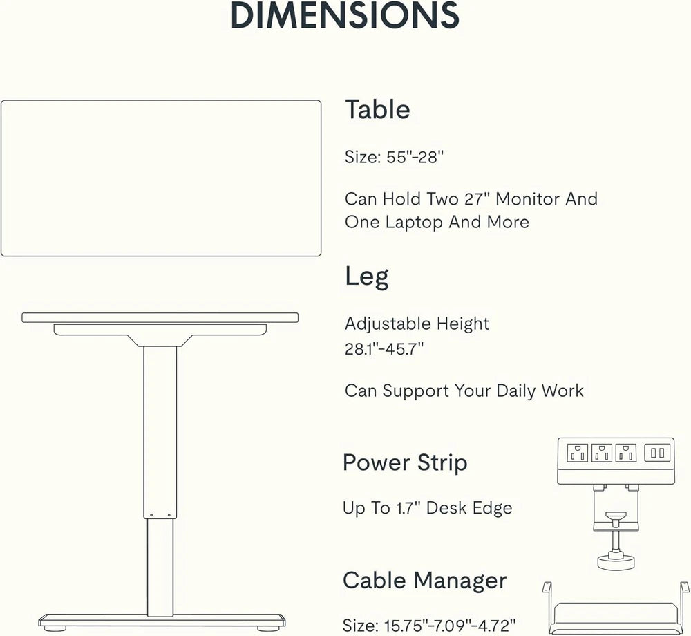 FLEXISPOT EN2 55"X28" Standing Desk with Power Strip Bundle, Mahogany